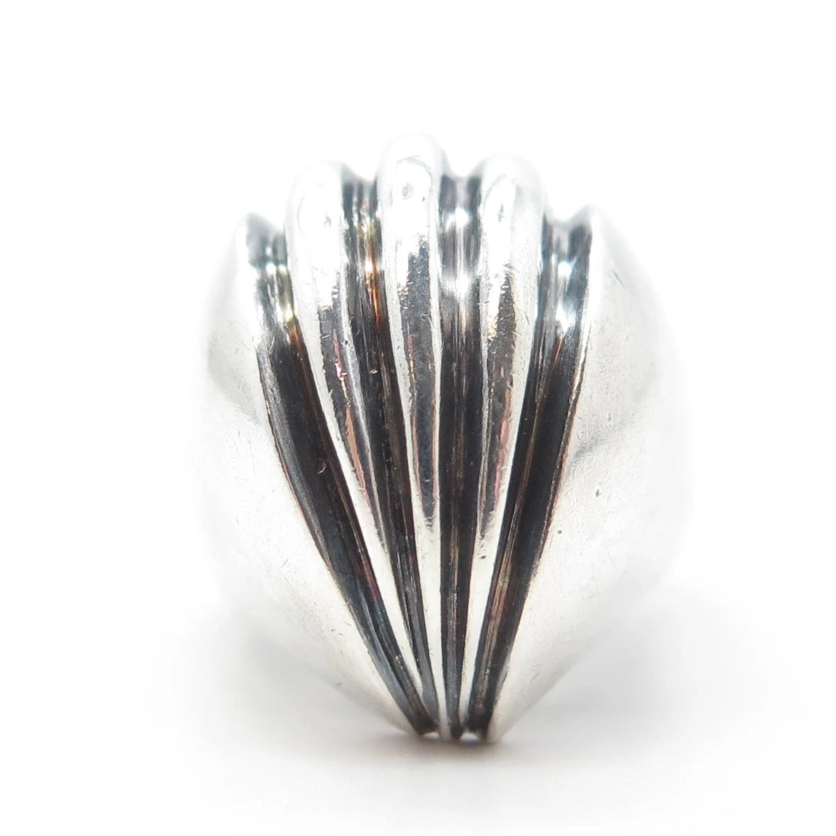 925 Sterling Silver Vintage Ribbed Domed Ring Size 6