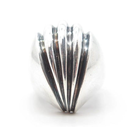 925 Sterling Silver Vintage Ribbed Domed Ring Size 6