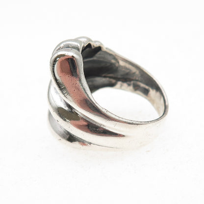 925 Sterling Silver Vintage Modernist Oxidized Ring Size 7.75