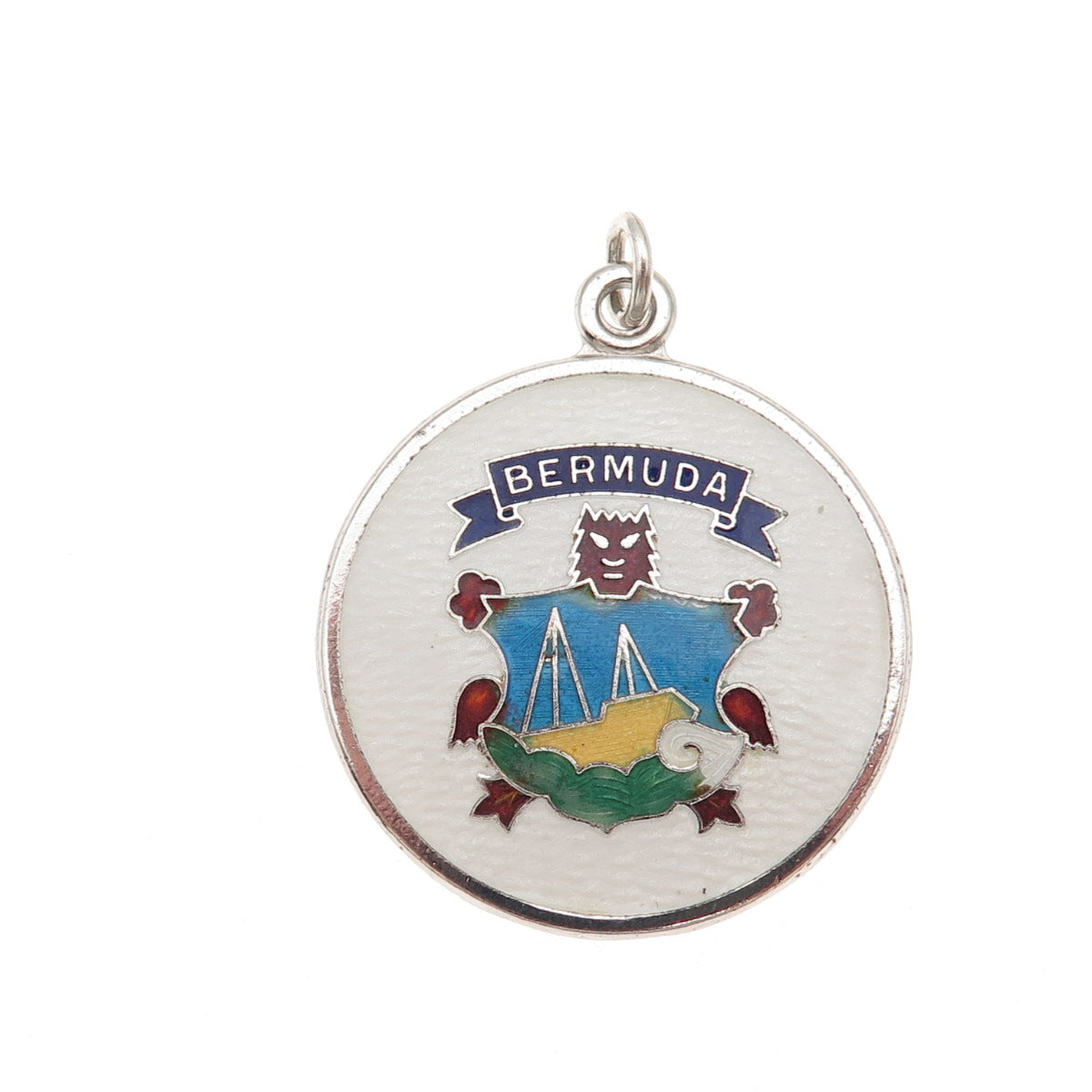 Breadner Co. 925 Sterling Silver Vintage Enamel Bermuda Coat of Arms Pendant