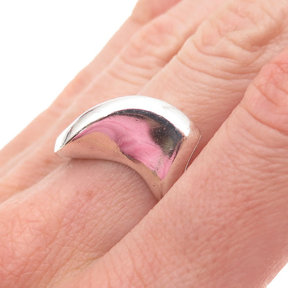 925 Sterling Silver Vintage Modernist Wavy Oxidized Ring Size 6.75
