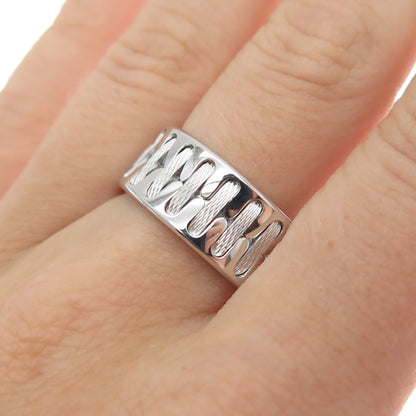 NEOS 925 Sterling Silver Textured Sewing Stitches Band Ring Size 7.75