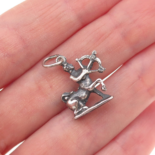 800 Silver Antique Art Deco Sagittarius Zodiac Sign Oxidized Charm Pendant