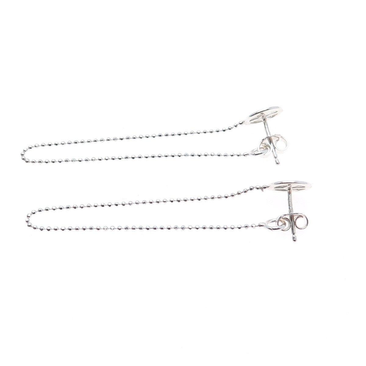 925 Sterling Silver Peace Symbol Ball Beaded Chain Dangle Earrings