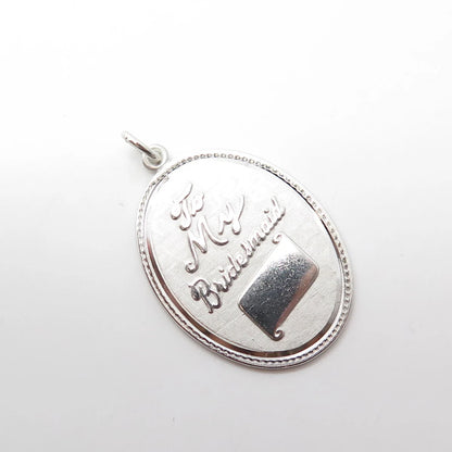 925 Sterling Silver Vintage Griffith & Sons Co "To My Bridesmaid" Pendant