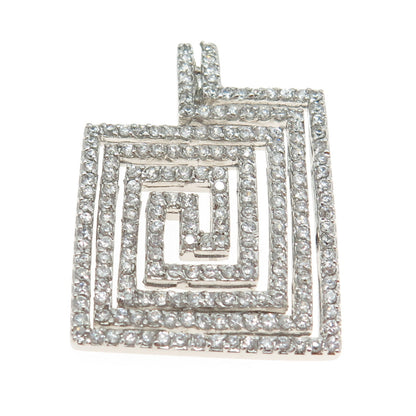 925 Sterling Silver Round-Cut C Z Greek Maze Pendant