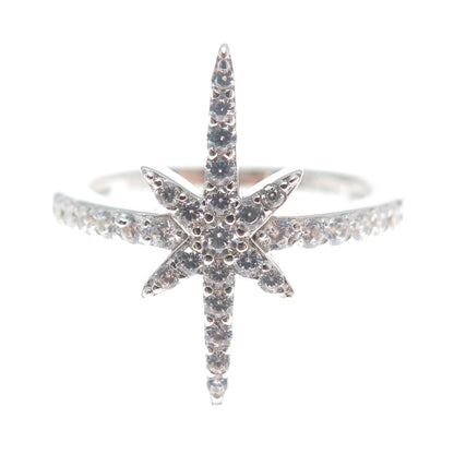 DSMK 925 Sterling Silver Round-Cut C Z Star of Bethlehem Ring Size 7.25