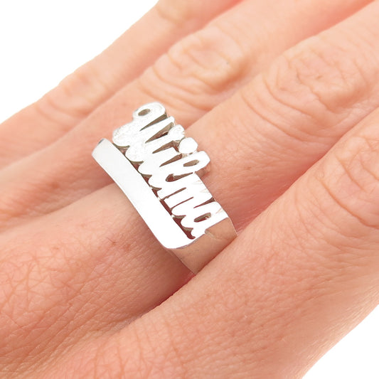 925 Sterling Silver Vintage Wilma Name Ring Size 8.5