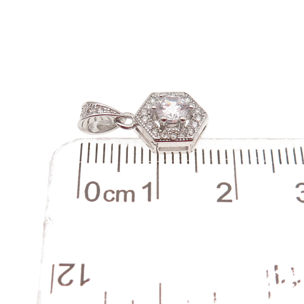 925 Sterling Silver Round-Cut C Z Mini Charm Pendant