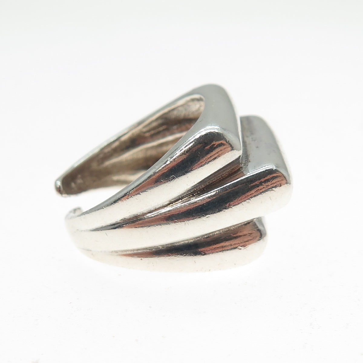 NAPIER 925 Sterling Silver Vintage Modernist Ribbed Adjustable Ring Size 5.5