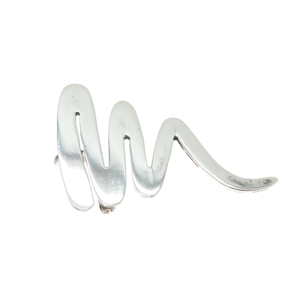 925 Sterling Silver Vintage Mexico Modernist Zig Zag Pin Brooch / Pendant