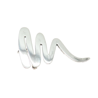 925 Sterling Silver Vintage Mexico Modernist Zig Zag Pin Brooch / Pendant