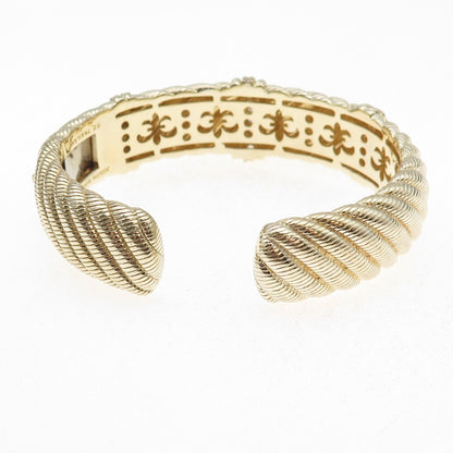 Judith Ripka 925 Sterling Silver Gold Plated C Z Heavy 73.0g Cuff Bracelet 7.25"
