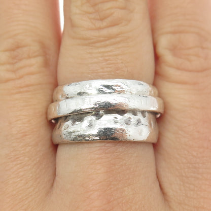 SILPADA 925 Sterling Silver Hammered Rotating Band Ring Size 8.5