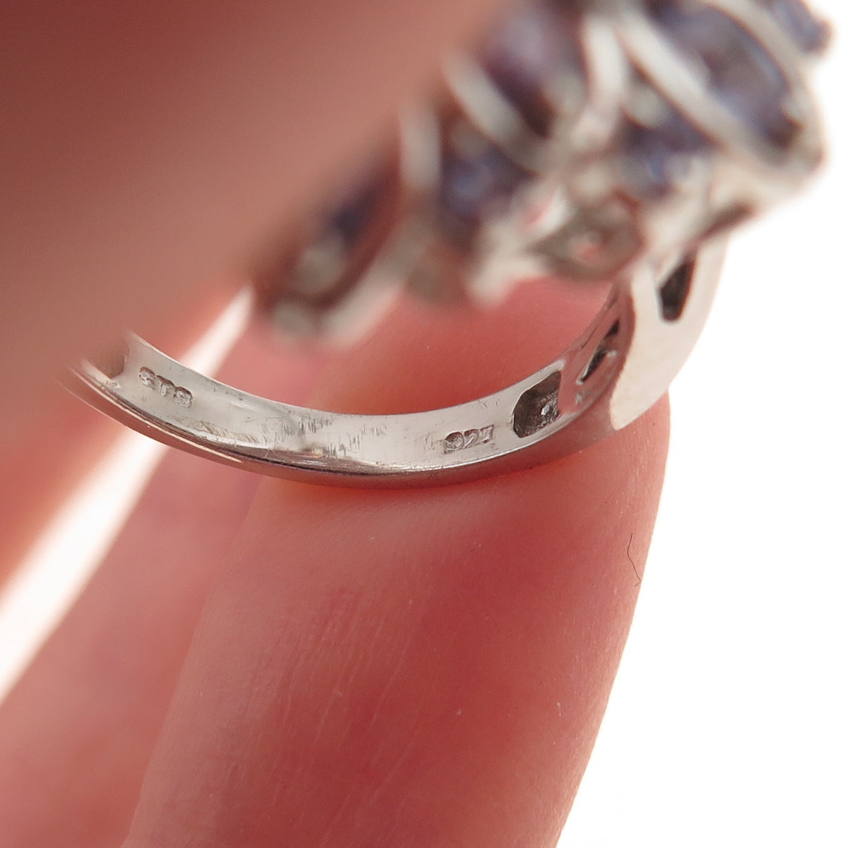 Chuck Clemency 925 Sterling Silver Real Tanzanite Floral Ring Size 6.25