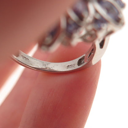 Chuck Clemency 925 Sterling Silver Real Tanzanite Floral Ring Size 6.25