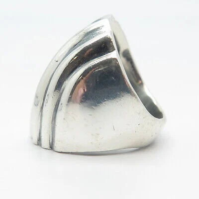 925 Sterling Silver Vintage Ribbed Statement Ring Size 9
