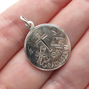CREED 925 Sterling Silver Vintage Graduation Minimalist Charm Pendant