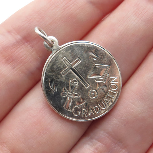 CREED 925 Sterling Silver Vintage Graduation Minimalist Charm Pendant