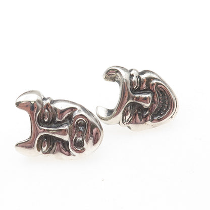 925 Sterling Silver Vintage Comedy & Tragedy Devil Masks Screw Back Earrings