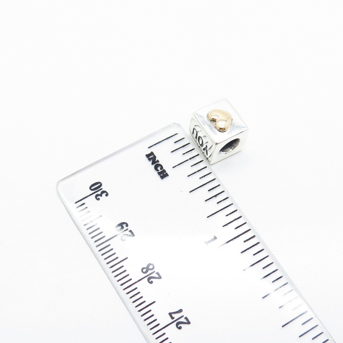 925 Sterling Silver / Gold Pandora "I Love You" Love Dice Bead Charm