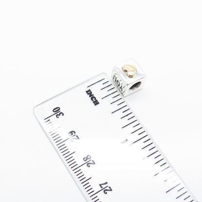 925 Sterling Silver / Gold Pandora "I Love You" Love Dice Bead Charm
