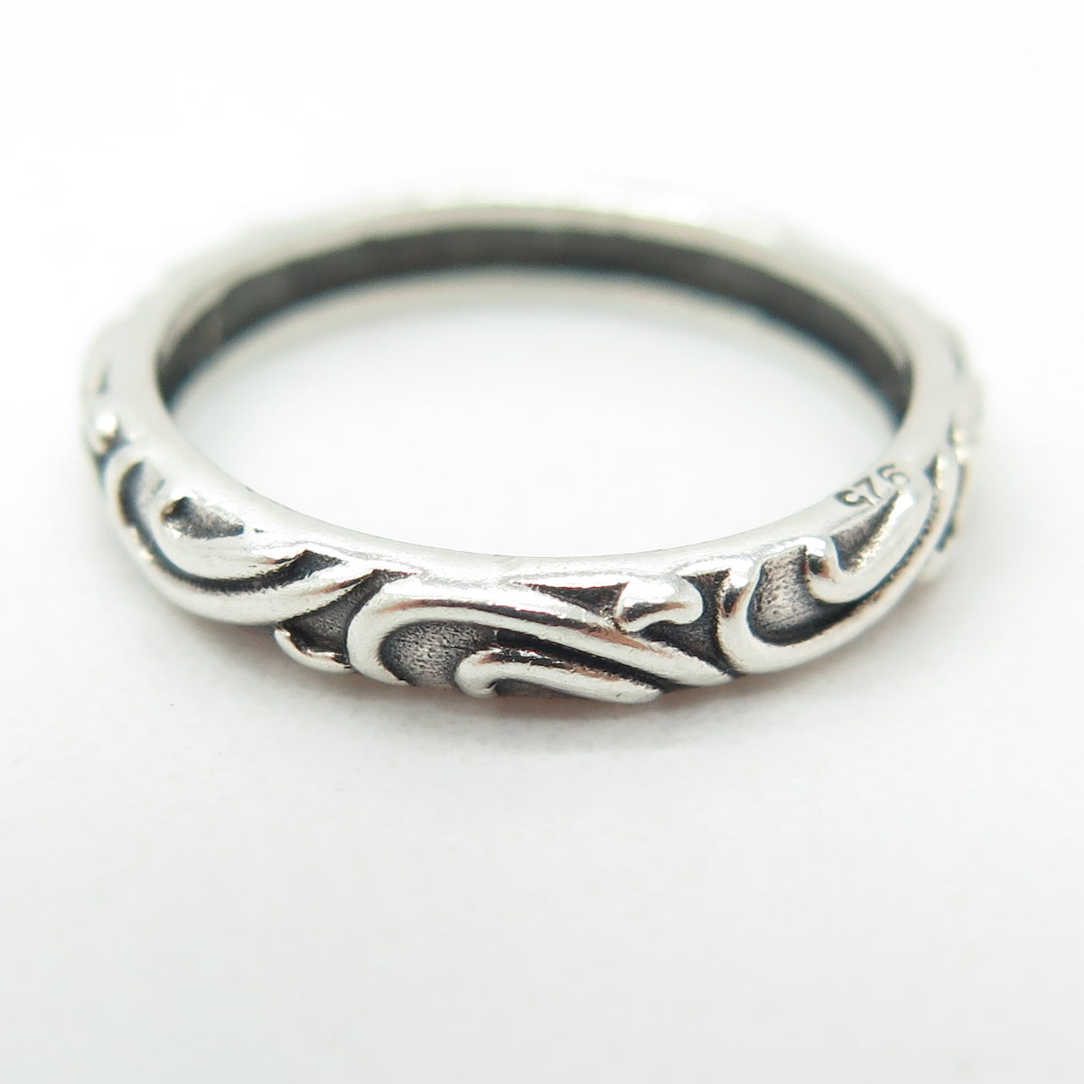 925 Sterling Silver Vintage Swirl Band Ring Size 6.75