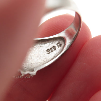 Ross Simons 925 Sterling Silver Real Round-Cut Diamond Ribbed Ring Size 6.25