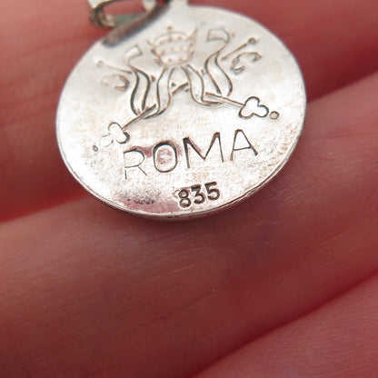 835 Silver Antique Art Deco Enamel Pope Paul VI Roma Coat of Arms Charm Pendant