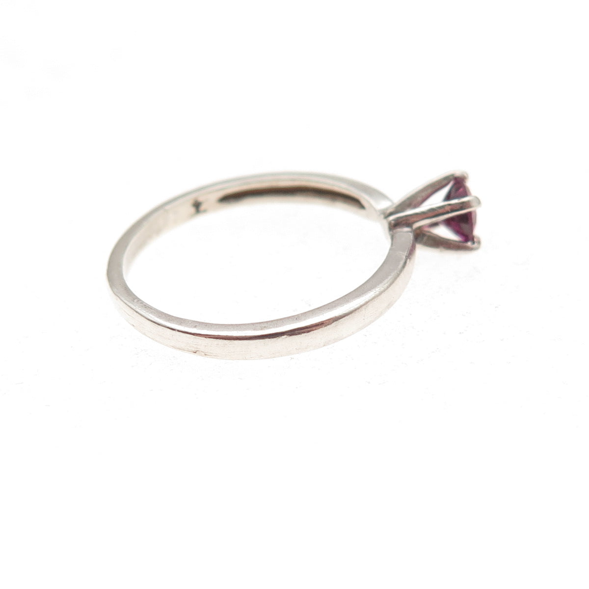925 Sterling Silver Vintage Real Round-Cut Rhodolite Ring Size 4.75