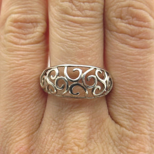 925 Sterling Silver Vintage Swirl Ring Size 8.25