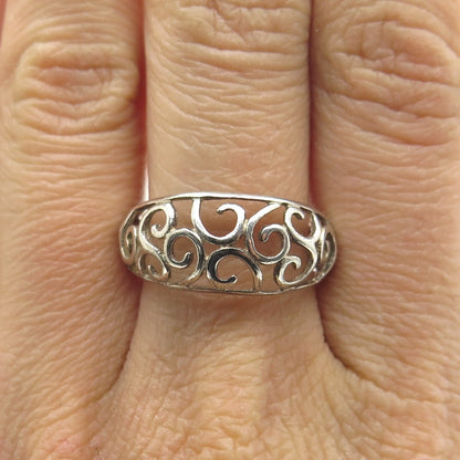 925 Sterling Silver Vintage Swirl Ring Size 8.25