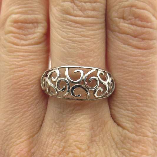 925 Sterling Silver Vintage Swirl Ring Size 8.25