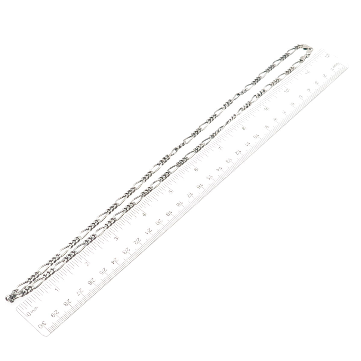 925 Sterling Silver Vintage Italy Figaro Chain Oxidized Necklace 24"