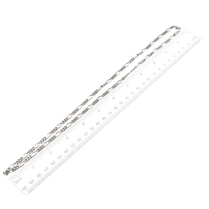 925 Sterling Silver Vintage Italy Figaro Chain Oxidized Necklace 24"