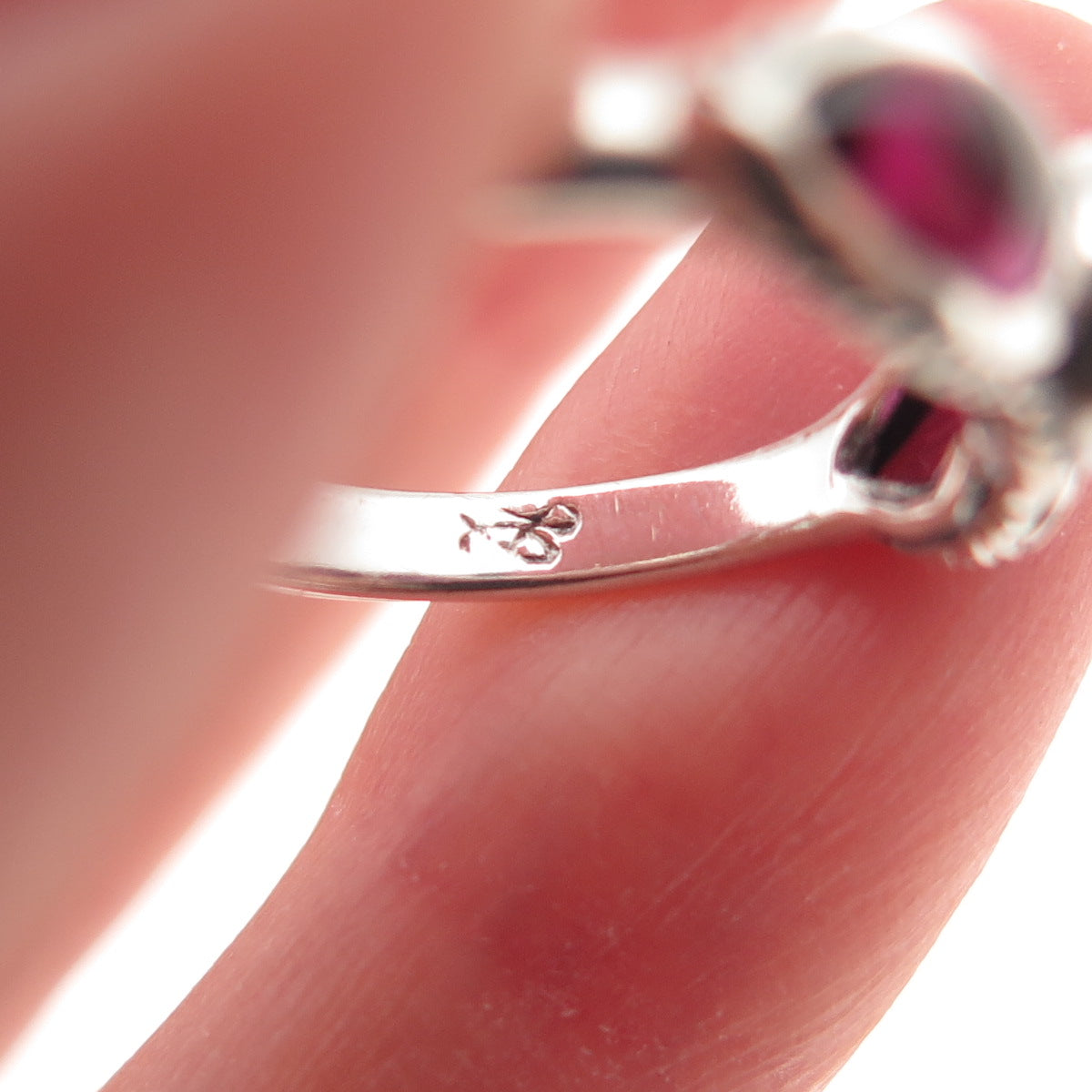 925 Sterling Silver Vintage Real Tourmaline Oxidized Ring Size 4.75