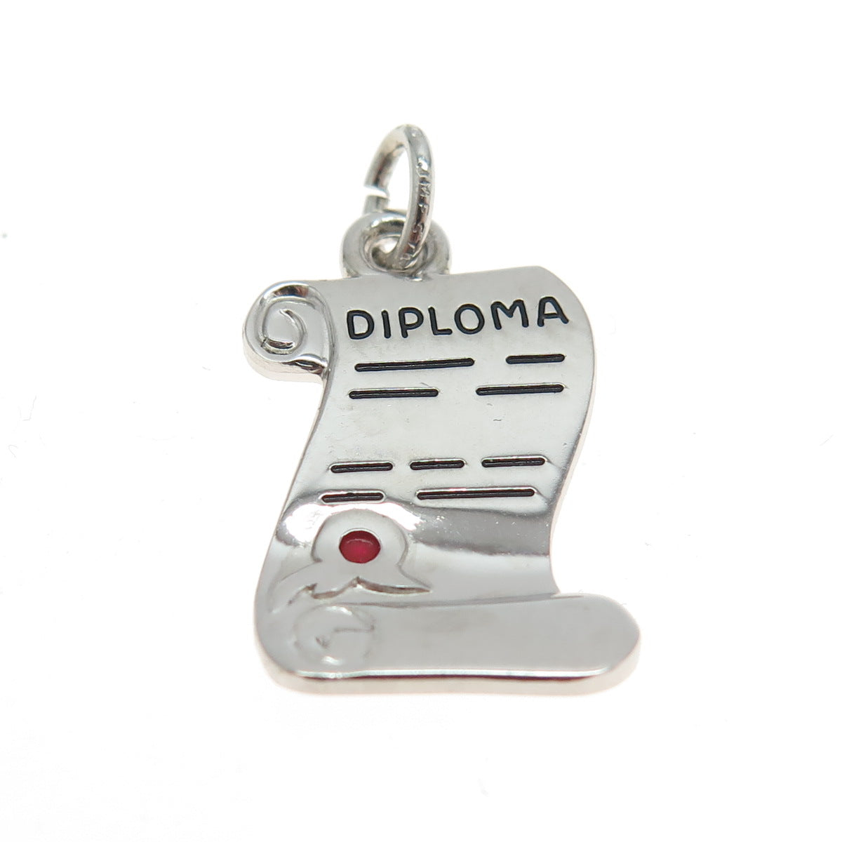 J.M. FISHER 925 Sterling Silver Vintage Enamel Diploma Graduation Charm Pendant