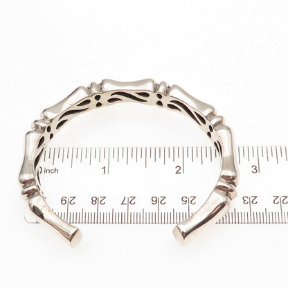 Rage 925 Sterling Silver Vintage Bamboo Adjustable Cuff Bracelet 7"