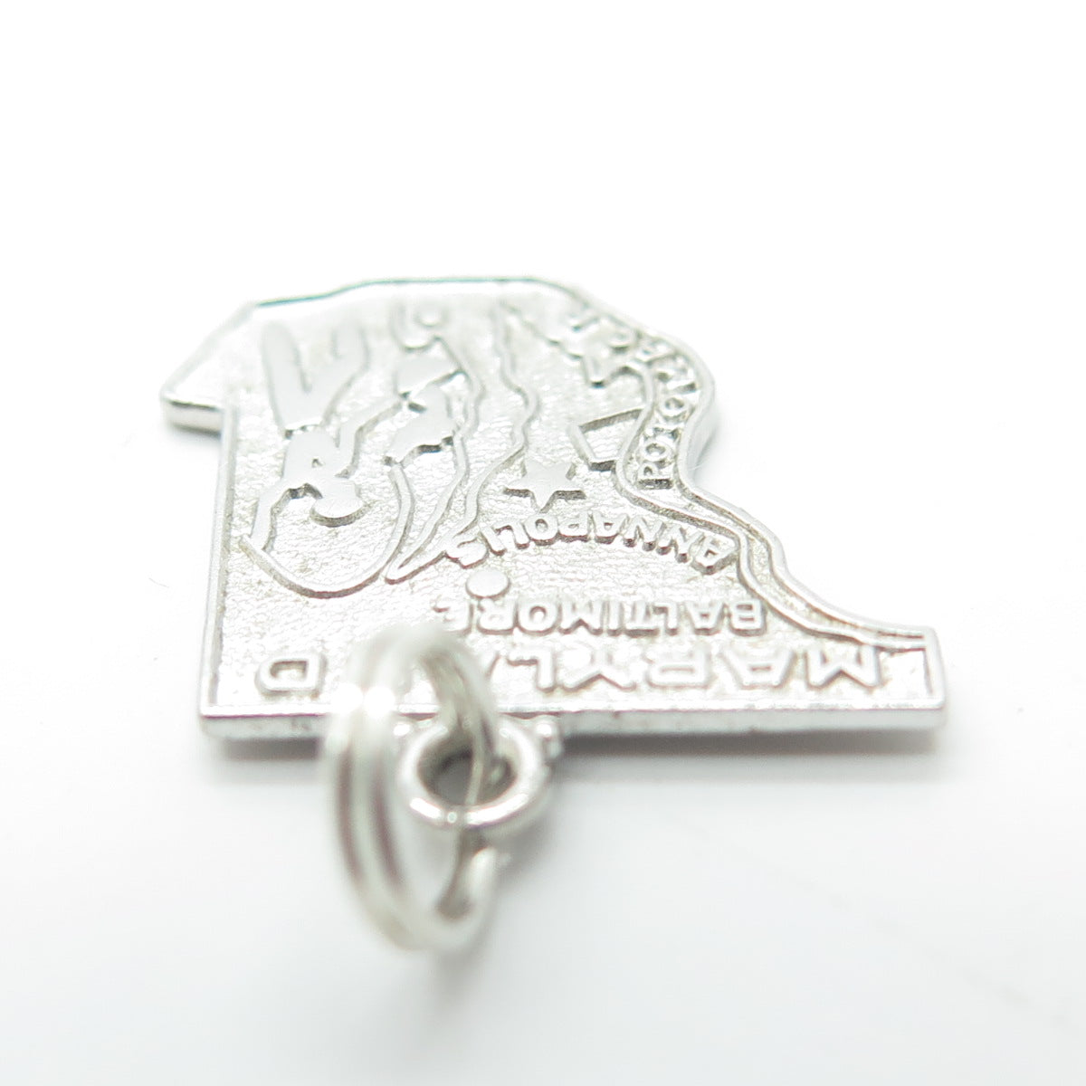 WELLS 925 Sterling Silver Vintage Maryland Old Line State Map Charm Pendant