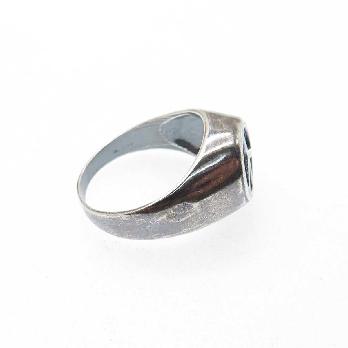 925 Sterling Silver Vintage Peace Symbol Oxidized Ring Size 9.5