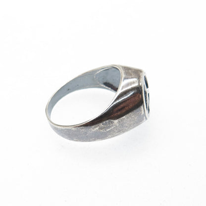 925 Sterling Silver Vintage Peace Symbol Oxidized Ring Size 9.5