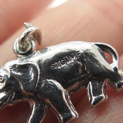 J.M. FISHER 925 Sterling Silver Vintage Elephant for Good Luck 3D Pendant