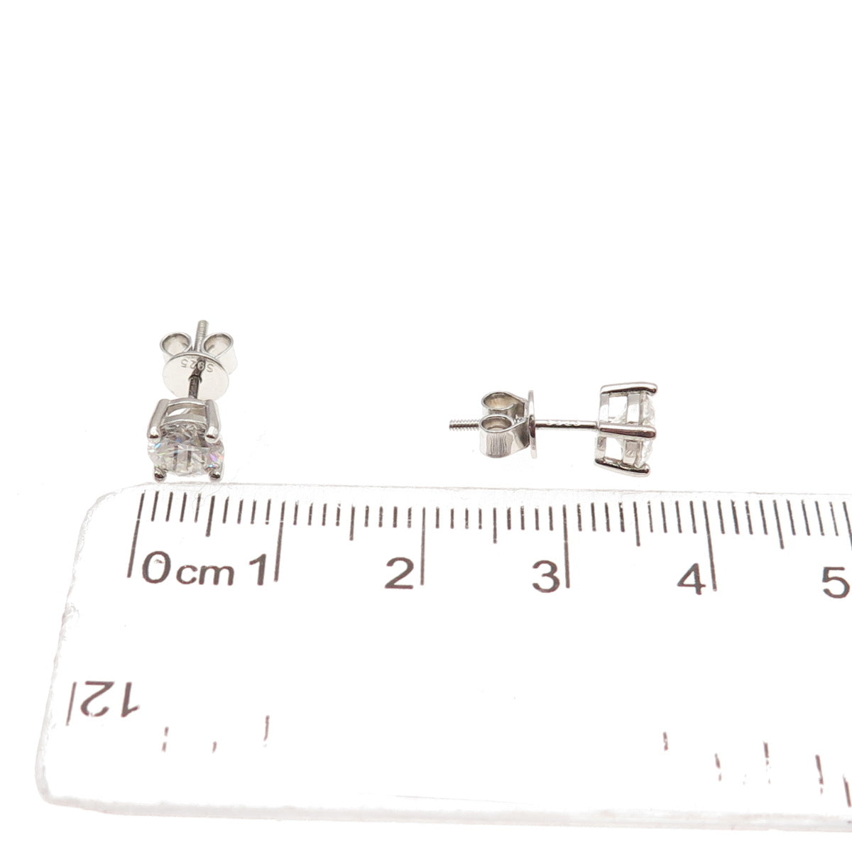 925 Sterling Silver Real Round-Cut Moissanite Approx. 0.6ct Stud Earrings