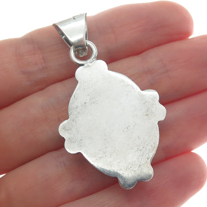 925 Sterling Silver Vintage Real Jasper Oxidized Beaded Charm Pendant