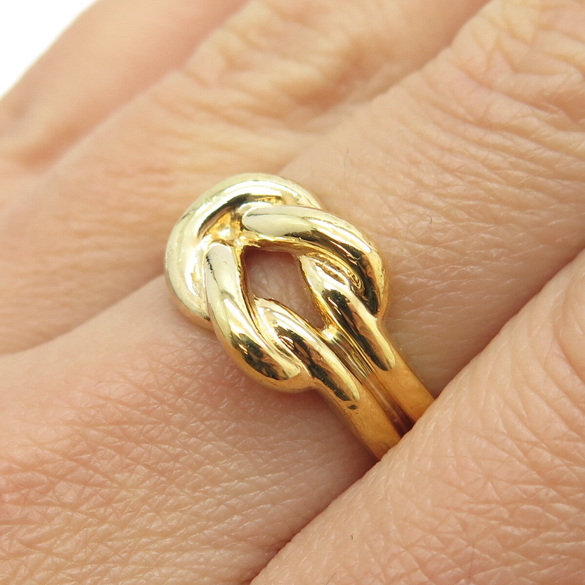 925 Sterling Silver Gold Plated Knot Loop Ring Size 8.25