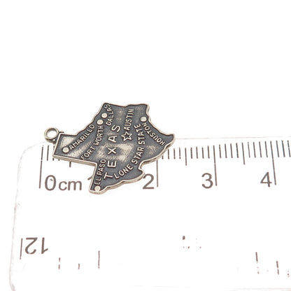 Griffith & Co. Silver Filled Vintage Texas State Map Oxidized Charm Pendant