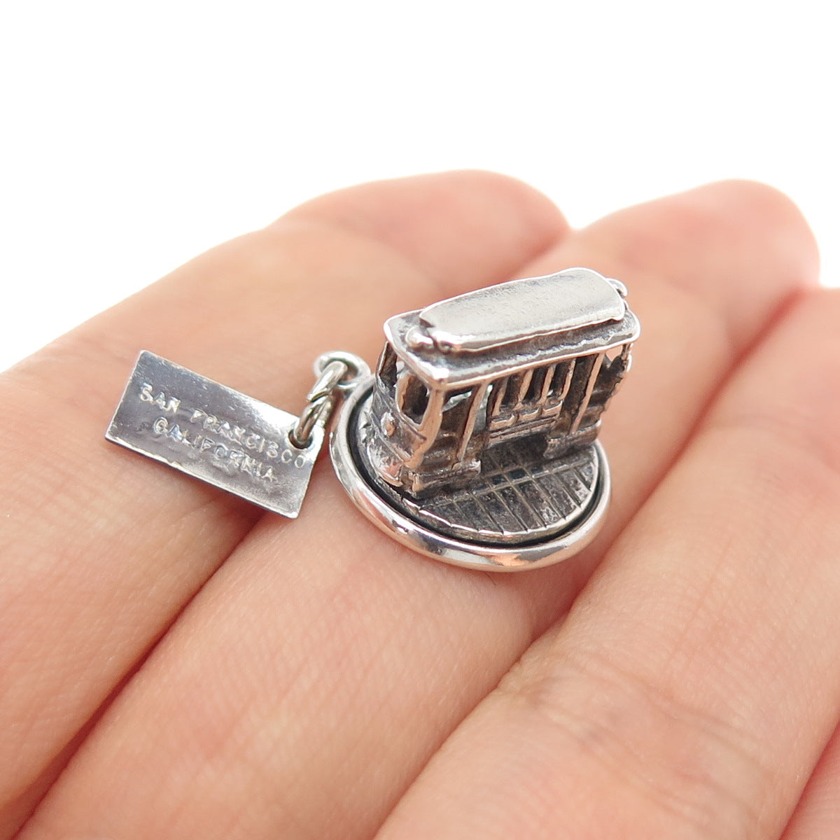 BELL TRADING 925 Sterling Silver Vintage SF Cable Car Mini 3D Charm Pendant