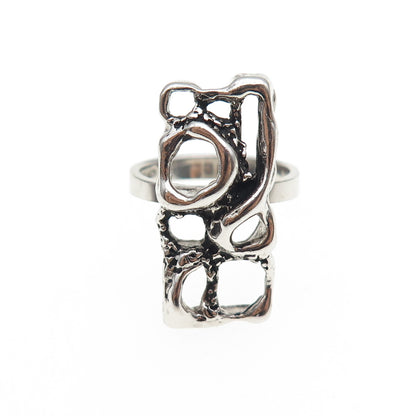 925 Sterling Silver Vintage Modernist Oxidized Ring Size 6
