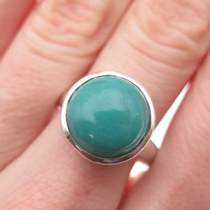 925 Sterling Silver Vintage Real Kingman Turquoise Modernist Ring Size 9.25