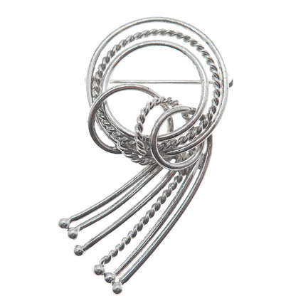 HARRY S. BICK 925 Sterling Silver Vintage Twisted Wave Oxidized Pin Brooch